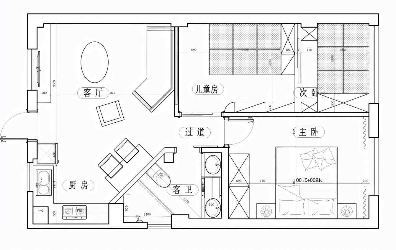 杭州120㎡現(xiàn)代簡約風格裝修案例戶型圖