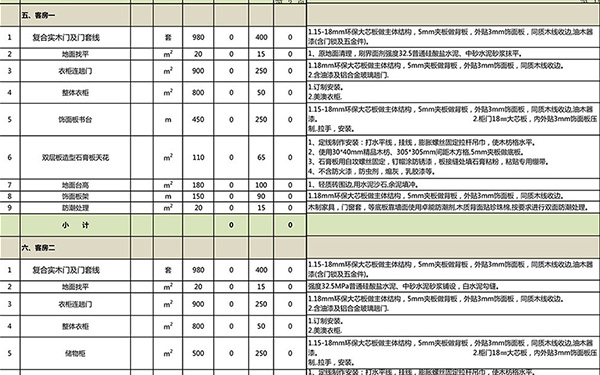 裝修報(bào)價(jià)單