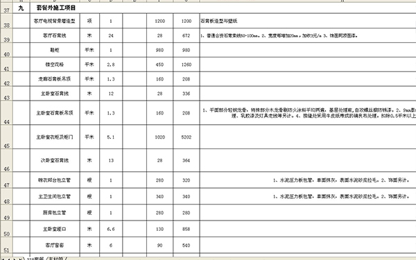 裝修報(bào)價(jià)單明細(xì)